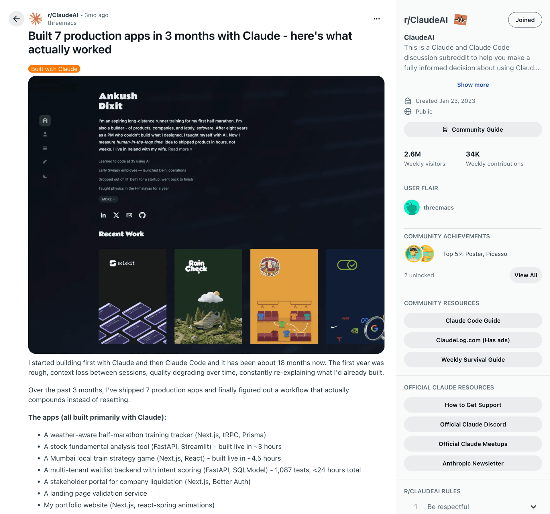 Built 7 production apps in 3 months with Claude — here's what actually worked
